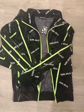 Shane Justin Women's Black & Neon Green Zip-Front Jacket